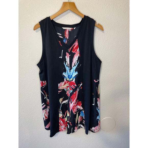 Soft Surroundings Tops - Soft Surroundings Tropical Floral Black Flowing Tank Top Summer Style Large